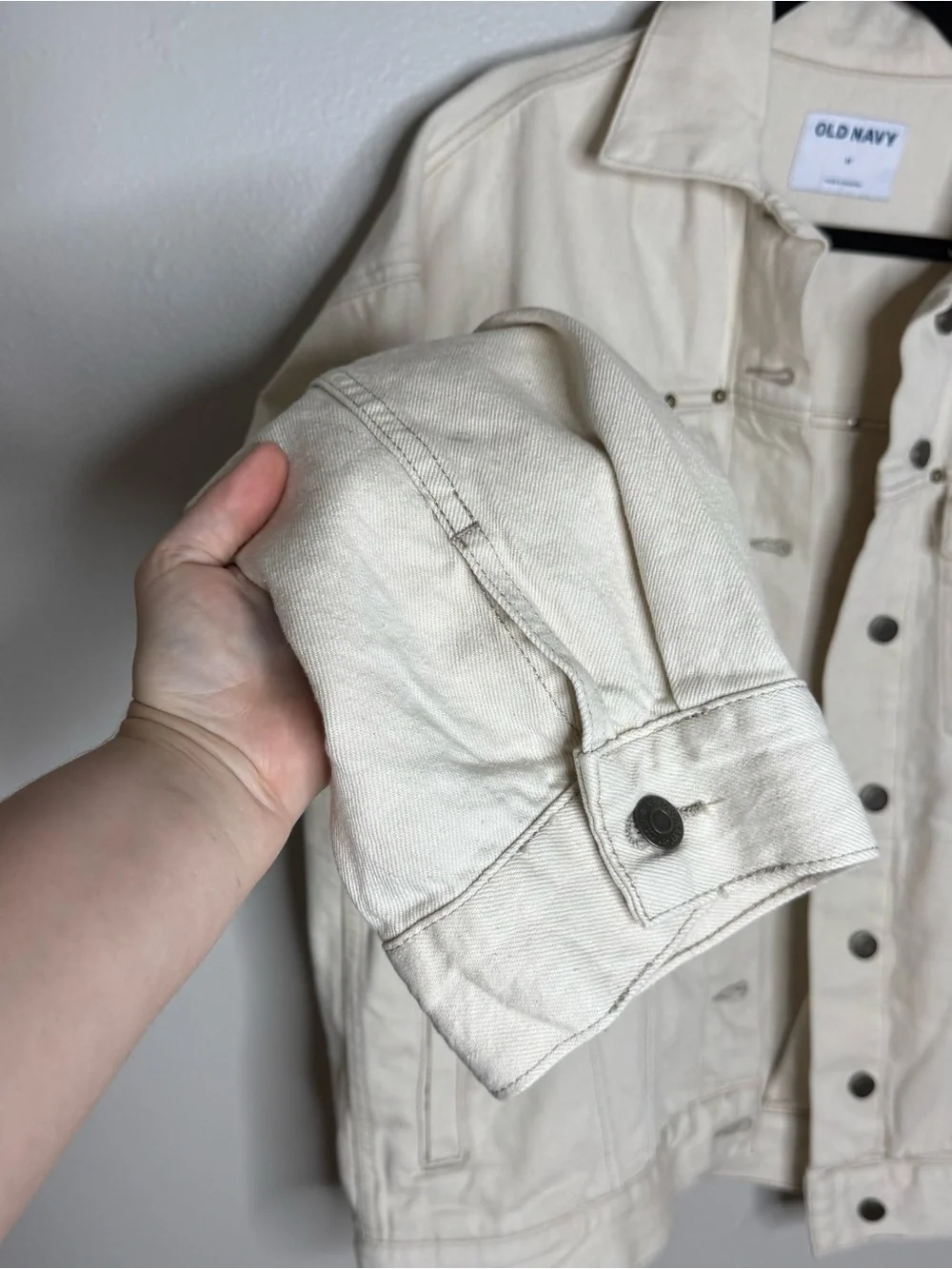 NWT Old Navy Oversized Studded Denim Trucker Jacket - Ecru/Cream